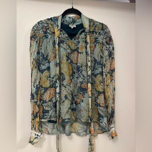 Hemant & Nandita Women's Floral Boho Blouse W Lace Trimmlong Sleeves S lined